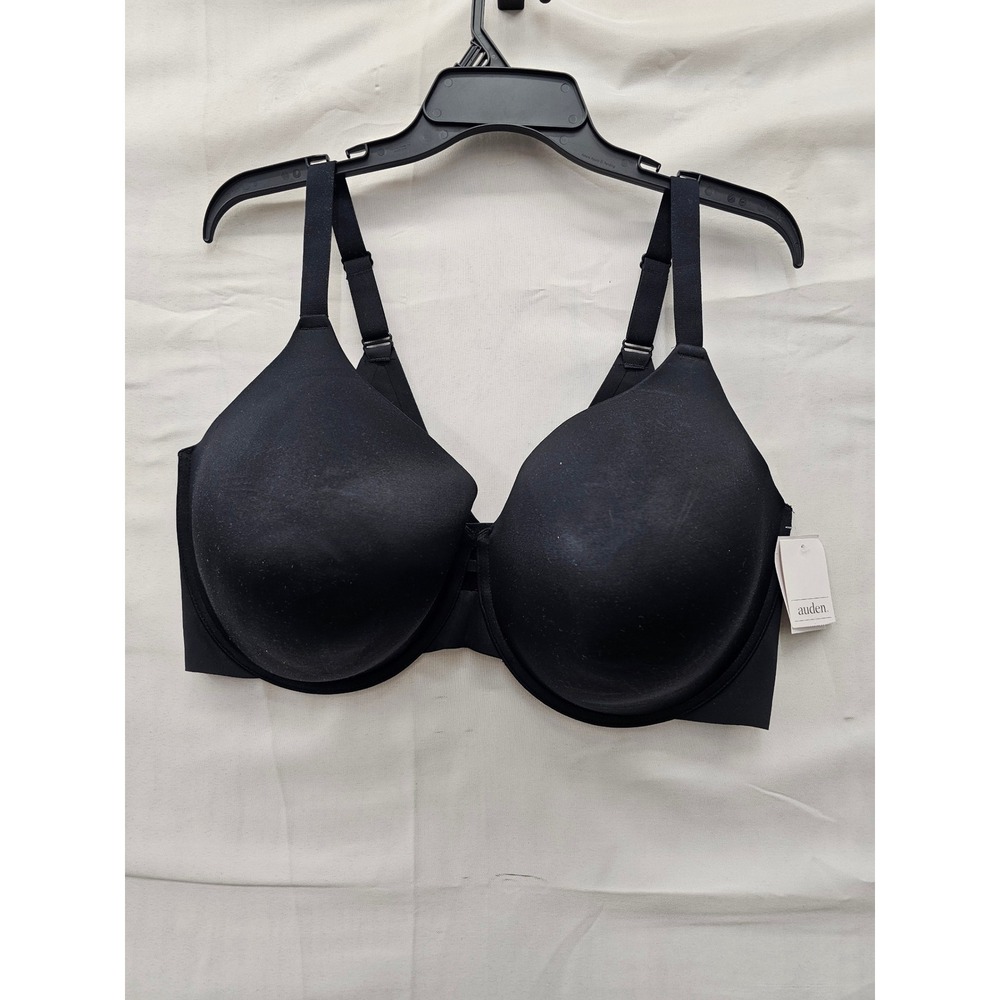 Auden Womens Lightly Lined Full Coverage Bra Black Nylon Blend Casual Size 44DDD